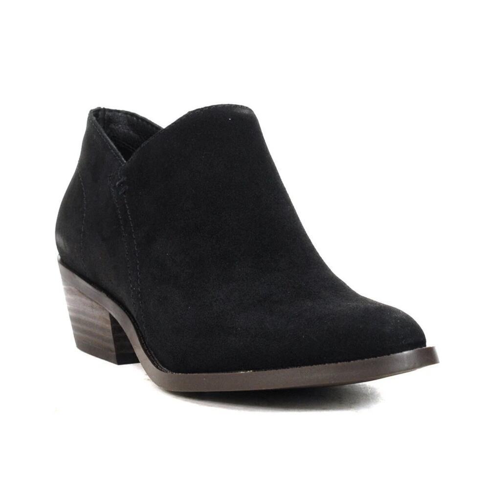Lucky Brand Size 8.5 Black Fanky Suede Ankle Heel Bootie Boot Fall Closet Staple